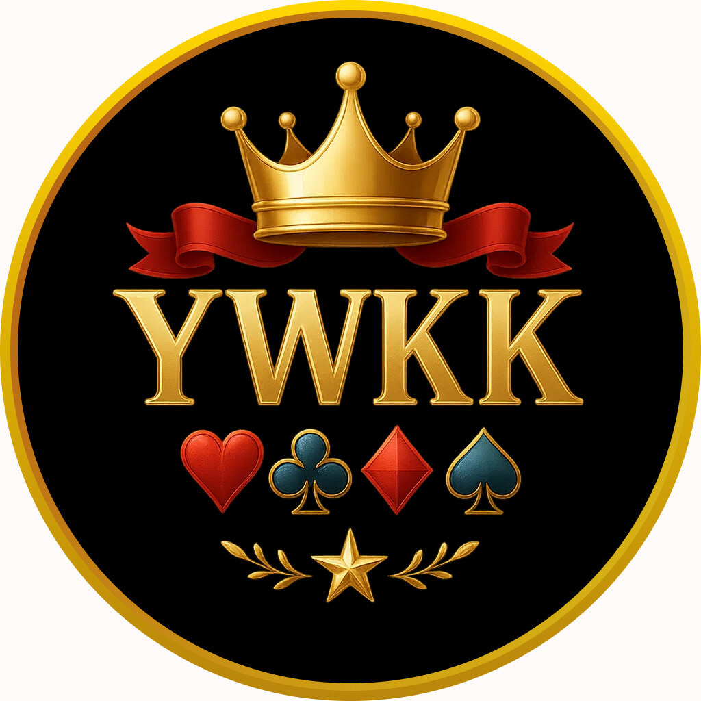 Golden Ywkk logo with royal crown and casino symbols representing premium gaming and entertainment.